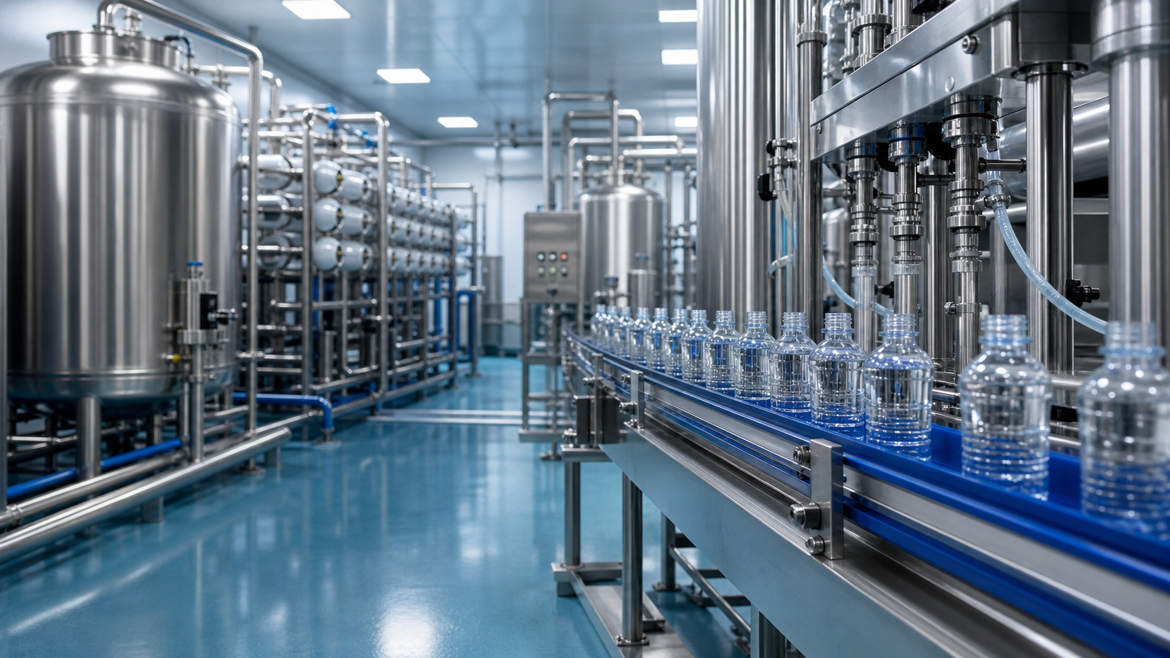 Clean water processing and filling line